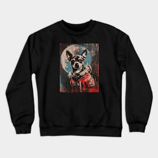 Vintage chihuahua dog astronaut portrait Crewneck Sweatshirt